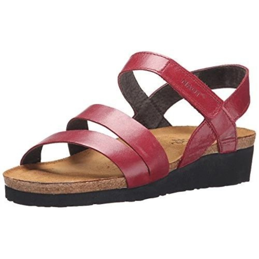 Naot Kayla Sandal Rumba Leather Wedge 40 / 9 Red Comfort Adjustable Strap NEW